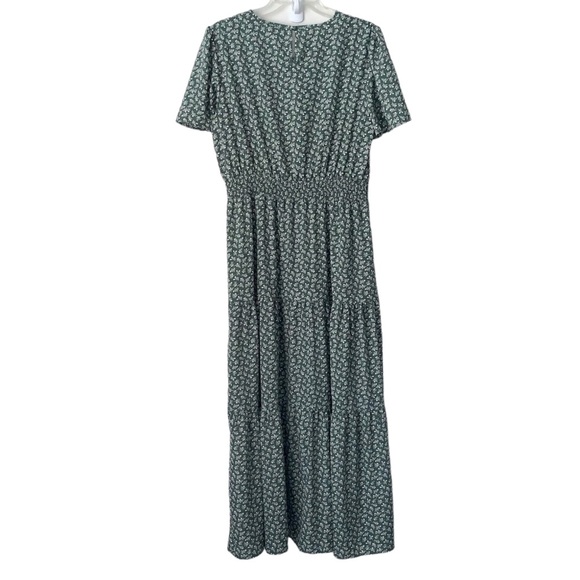 PRETTYGARDEN Maxi Dress Womens XL Flutter Sleeve Smocked Tiered Boho Floral - Picture 4 of 14